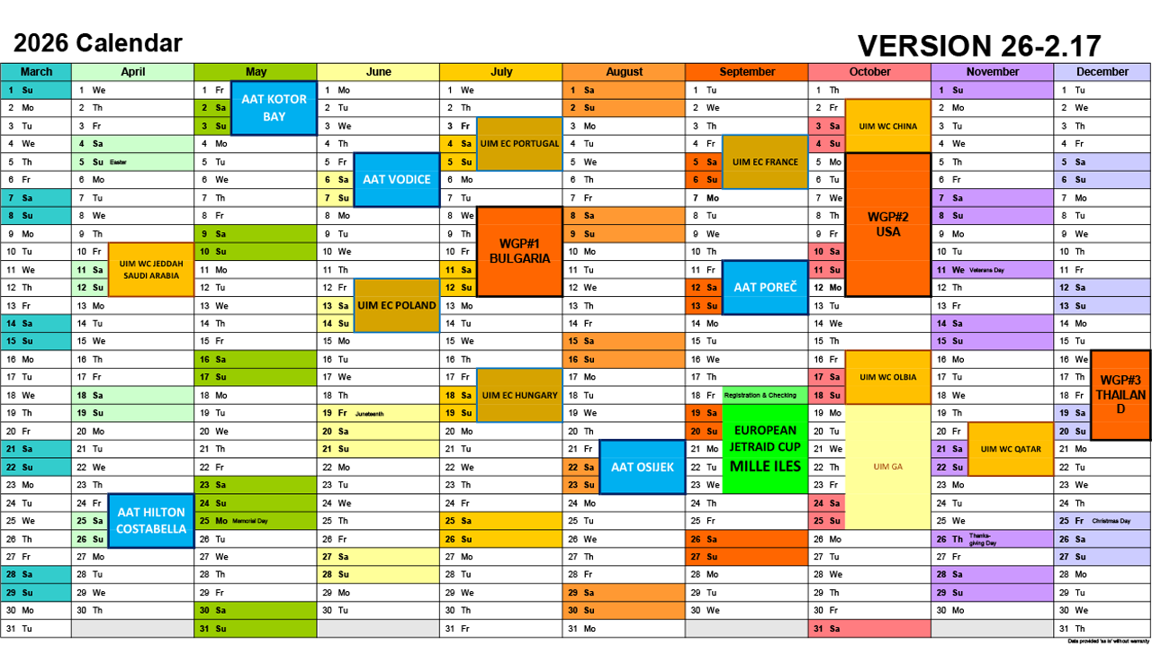 Aquabike Race Calendar 2026